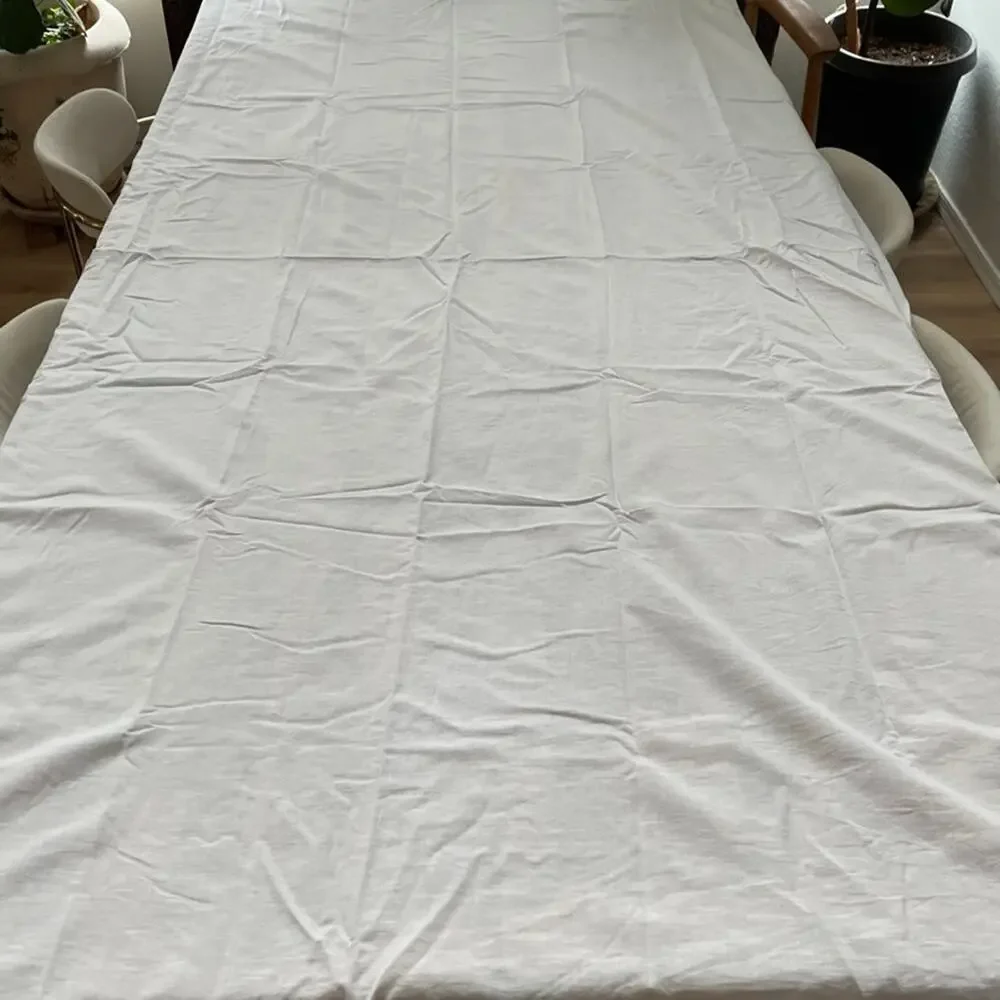 Pottery Barn Design Crew Basics Cotton Linen White Tablecloth 70” x 90”